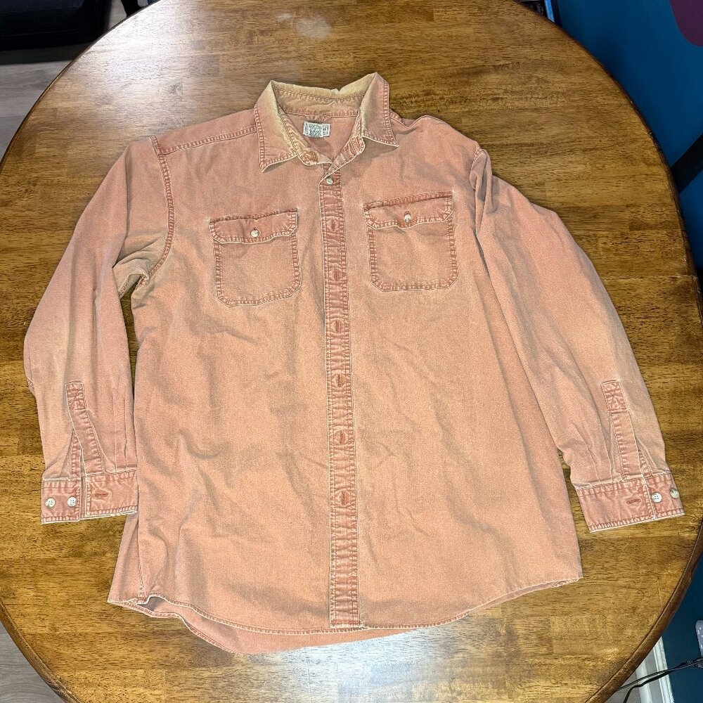 Vintage Faded Red/Orange L.L. Bean 100% Cotton XL-Tall Long Sleeve Button Up